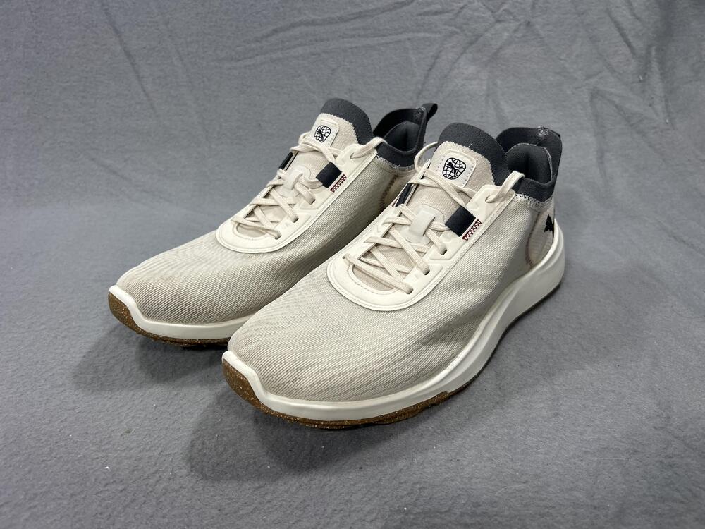Puma Fusion Crush Sport Golf Shoes Mens Size 9.5 Beige Spikeless Sustainably
